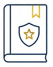 book with a shielded star icon