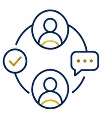 Circle with two people talking icon