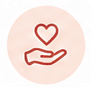 Shape of a heart in an open upward facing hand icon