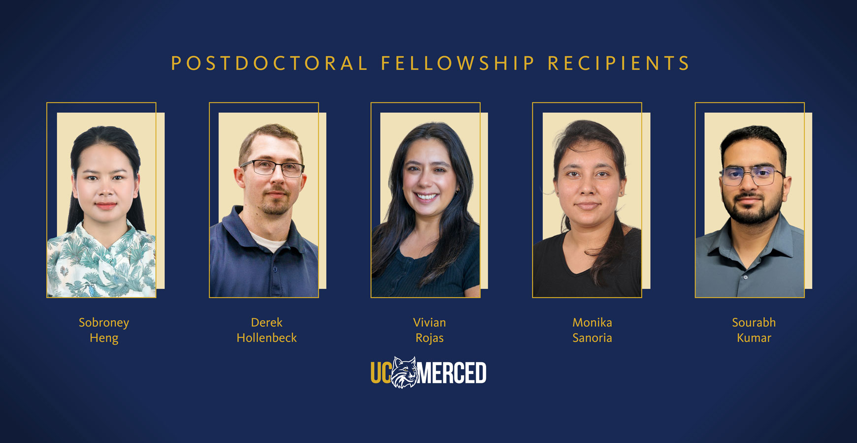 Headshots of five postdoctoral scholars