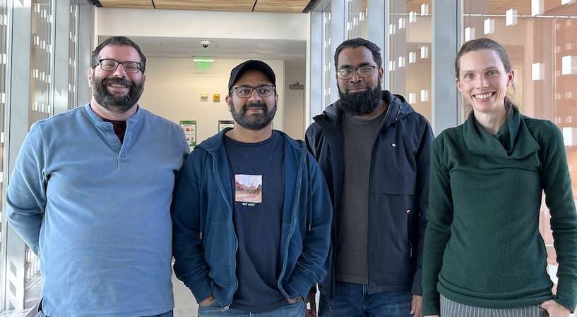 Research team members are, from left, Brad Barker, Nabaraj Pokhrel, Md Kamal Hossain and Beth Nowadnick